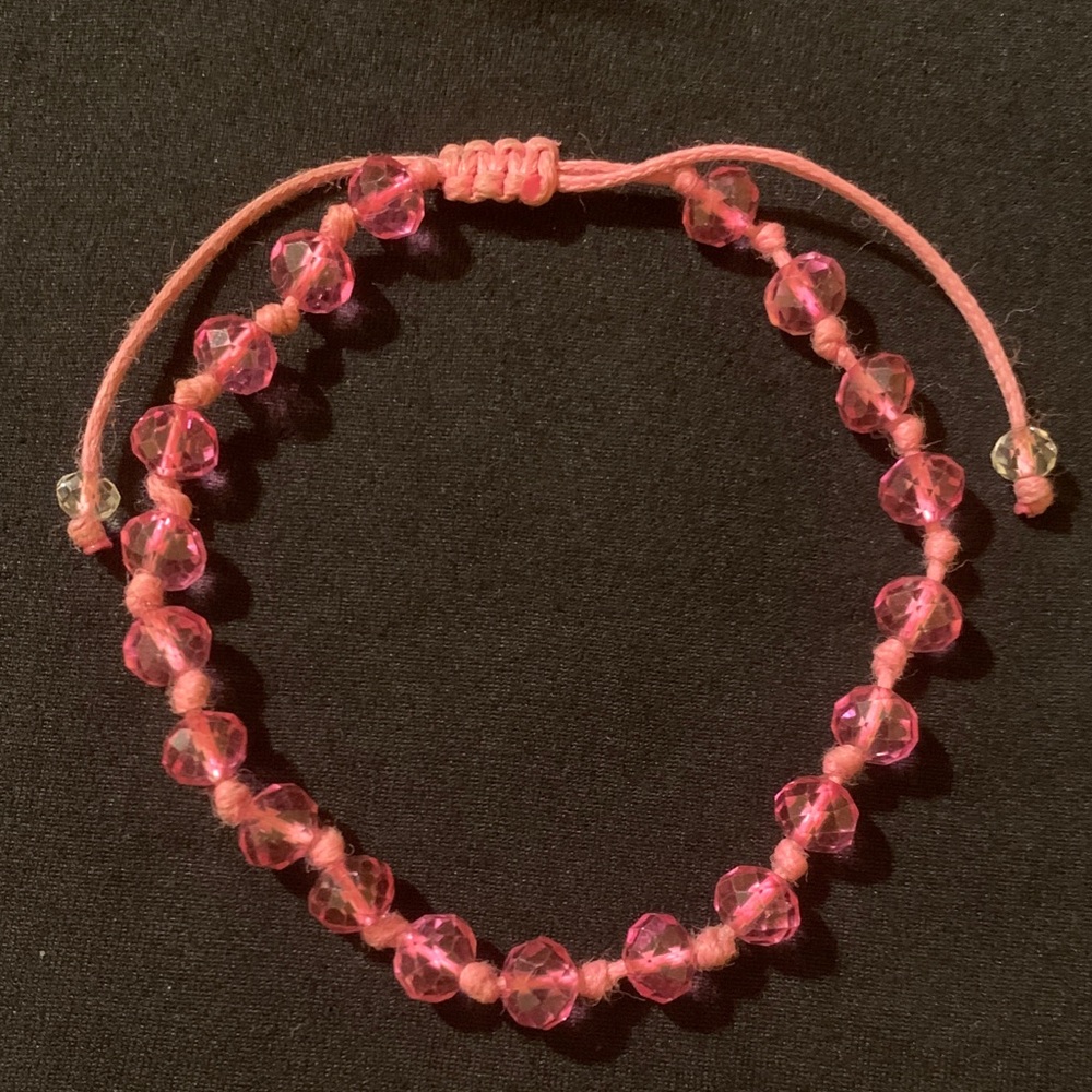 Vintage Swarovski Pink Crystals Beaded String Bracelet 8”